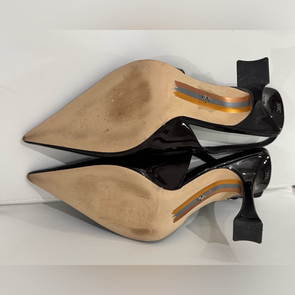 Sam Edelman Patent Leather Pointed Slingback Pumps in Dark Brown - Picture 8 of 8